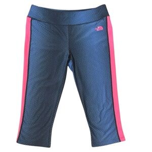 The North Face Athletic Leggings Blue Pink Stripe Activewear Crop Capri L
